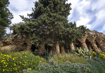 park guell columns and viaducts