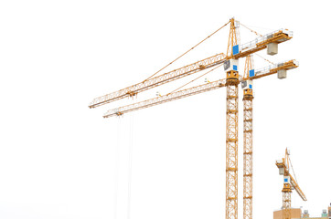 Construction crane on white background.