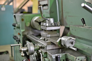 Fototapeta na wymiar Lathe, equipment in the factory in the machine tool workshop