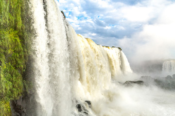 Tourists at Iguassu Falls at Iguassu National Park, World Natural Heritage Site by UNESCO