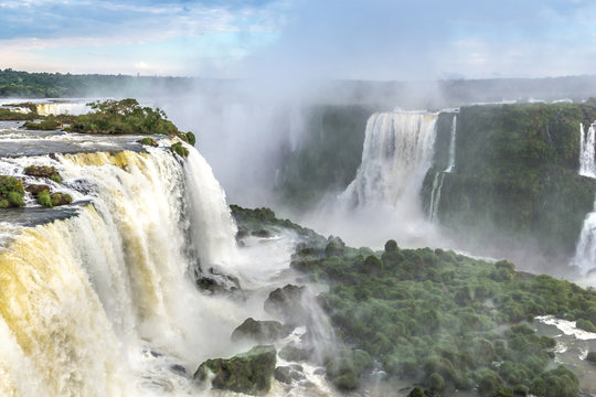 Tourists at Iguassu Falls at Iguassu National Park, World Natural Heritage Site by UNESCO © marabelo