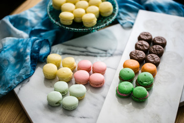 pastel colored macarons