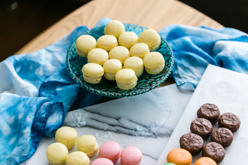 pastel colored macarons