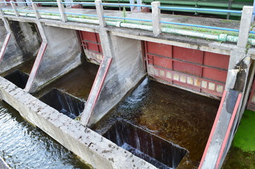 Fototapeta na wymiar Tama na Netcie/Dam on Netta river, Augustów town, Podlasie, Poland