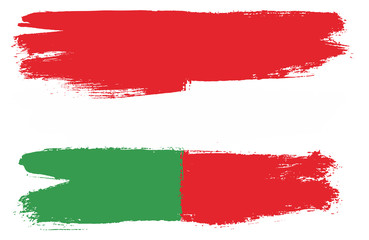 Hungary Flag & Austria Flag Vector Hand Painted with Rounded Brush