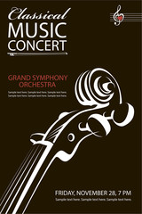 monochrome classical concert poster with violin image © Alexkava