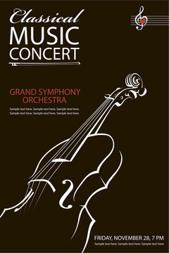 monochrome classical concert poster with violin image