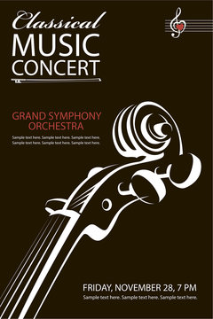 monochrome classical concert poster with violin image