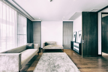 Living room of loft apartment -vintage filter