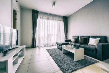 Living room of loft apartment -vintage filter