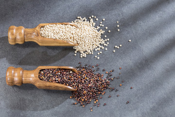 Quinoa seeds in black and white