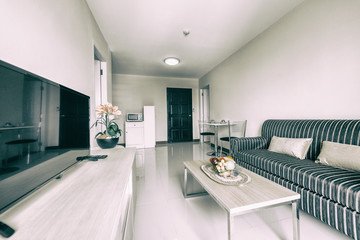 Living room of loft apartment -vintage filter