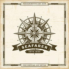 Vintage Seafarer Label. Editable EPS10 vector illustration in retro woodcut style with transparency.