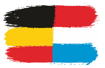 Germany Flag & Luxemburg Flag Vector Hand Painted with Rounded Brush