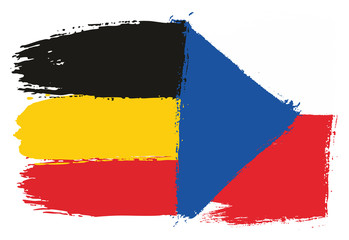Germany Flag & Czech Republic Flag Vector Hand Painted with Rounded Brush