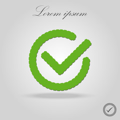 Chek Icon Vector. Cheked icon vector on white background. Green icon.