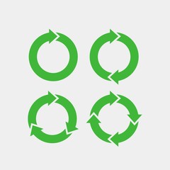 Recycling flat vector icons set. Arrows flat vector icons set