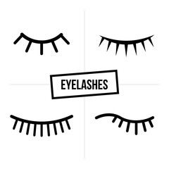 Black eyelash extension logo on white background. Vector illustration.