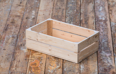 empty wooden box on the wooden floor