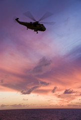 Silhouette of helicopter