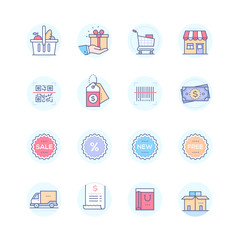 Shopping - modern vector colorful icons set