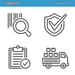 Logistics And Delivery Icons. Professional, pixel perfect icons depicting various logistics, delivery and shipping concepts. EPS 8 format.