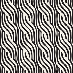 Hand drawn striped seamless pattern with brushstrokes tiling. Abstract freehand texture for print