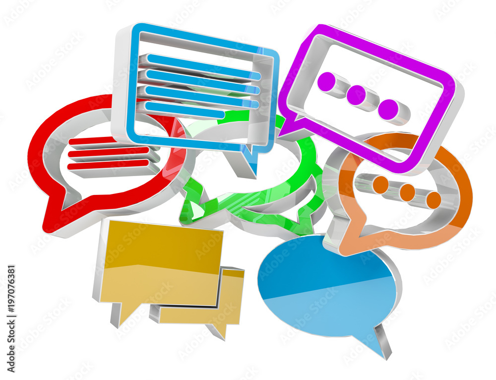 Wall mural digital colorful 3d rendering conversation icons