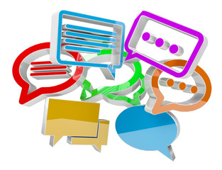 Digital colorful 3D rendering conversation icons