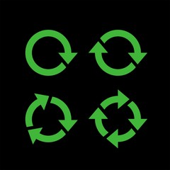 Recycling flat vector icons set. Arrows flat vector icons set