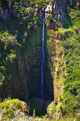 Deep waterfall near Ponta do Pargo, Madeira, Portugal