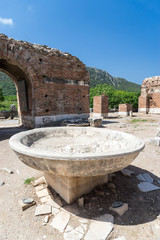 Baptismal font in the church of Mary in the ancient city of Ephesus in Selcuk, Turkey
