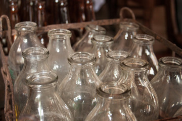 Bunch of stack bottles pattern. Bar and pub decor concept. Empty group of bottles.