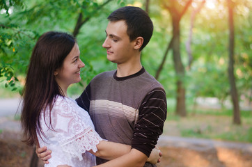 Fototapeta premium couple of lovers in nature. boy and girl. love, relationships, feelings. lovers. selective focus
