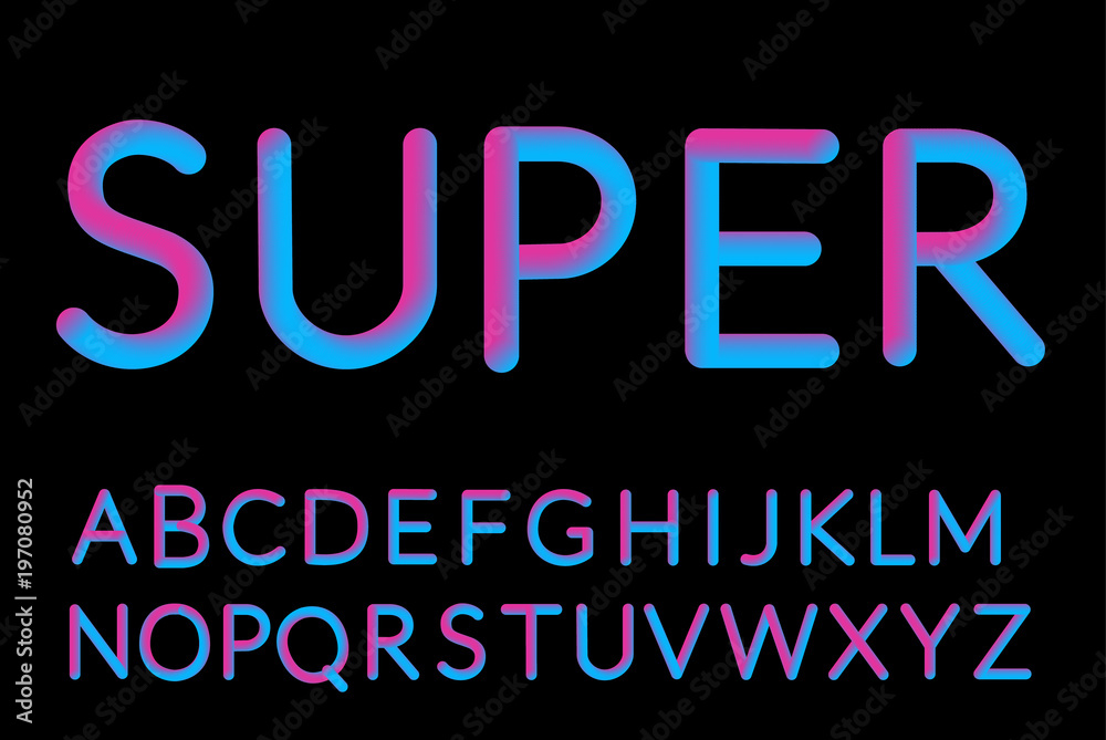 Fototapete neon bubble typeset. fluid color typeface set on black background. visual communication poster desig