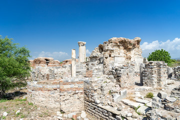 Fototapeta na wymiar The Church of Mary (The Council Church) in the ancient city of Ephesus in Selcuk, Turkey