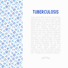 Fototapeta na wymiar Tuberculosis concept with thin line icons: infection in lungs, x-ray image, dry cough, pain in chest and shoulders, Mantoux test, weight loss. Modern vector illustration for banner, print media.