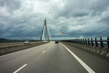 Fototapeta premium Suspension bridge near Udevalla, Sweden