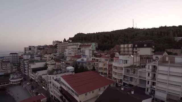 Hotels in Crimea.  Camera is flying to the left. The total frame.