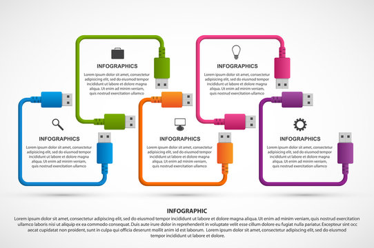 Abstract options infographics template. USB cable. Infographics for business presentations or information banner.