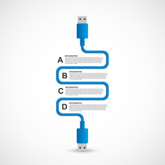 Infographics template. USB cable. Infographics for business presentations or information banner.