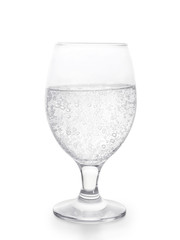 Glass of sparkling water isolated with clipping path