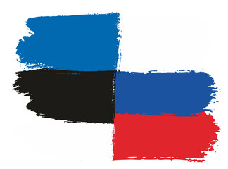 Estonia Flag & Russia Flag Vector Hand Painted with Rounded Brush