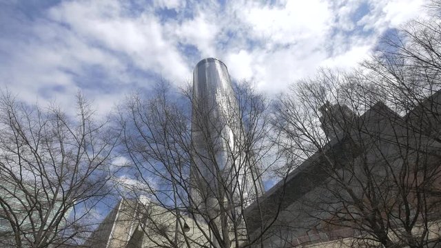 Low angle view of the Westin Peachtree Plaza Hotel 
