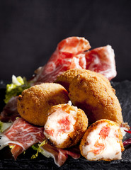 Croquettes, spanish tapas croquetas de jamon