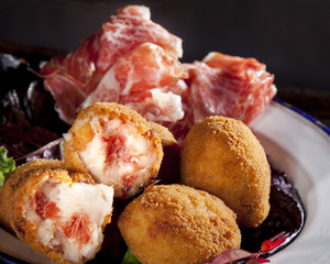 Croquettes, spanish tapas croquetas de jamon