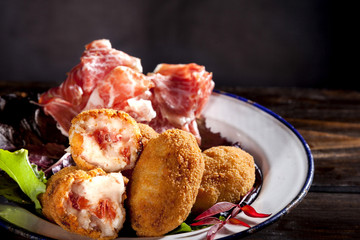 Croquettes, spanish tapas croquetas de jamon