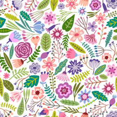 Flower seamless pattern. Small colorful flowers. Floral ditsy background