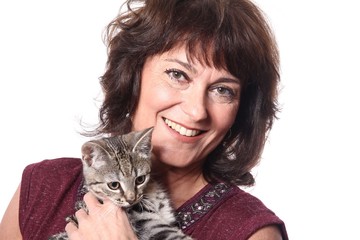 Mature woman with a cat