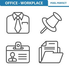Office and Workplace Icons. Professional, pixel perfect icons depicting various office and workplace concepts. EPS 8 format.